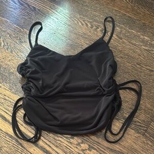 Zara Black Spaghetti Strap Ruched Top